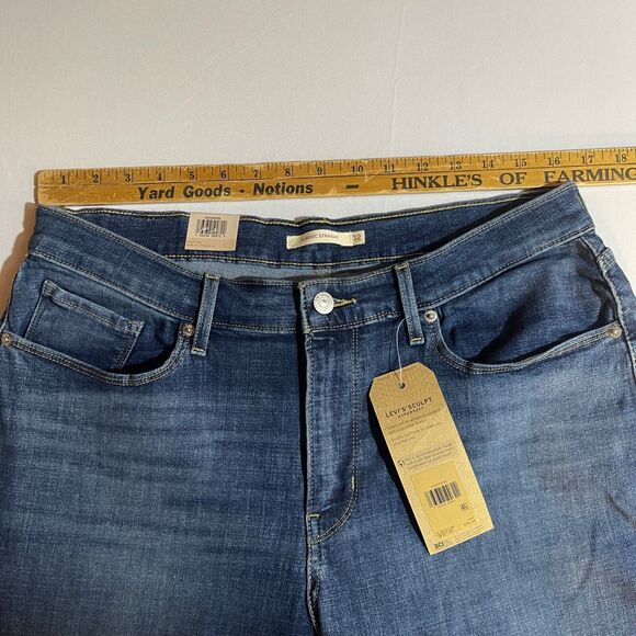 NEW Levis Womens Classic‎ Straight Jeans Size 32 Mid Rise Stretch Blue Denim - Picture 7 of 9